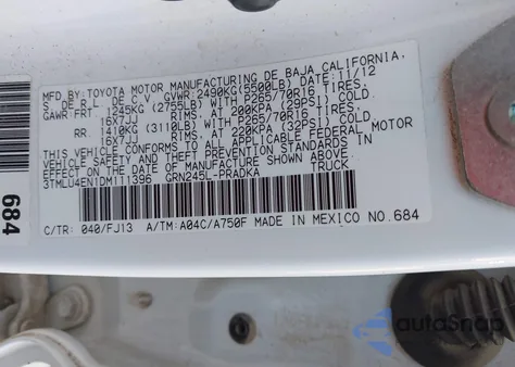 2013 Toyota Tacoma Double Cab from USA, damaged, VIN 3TMLU4EN1DM111396